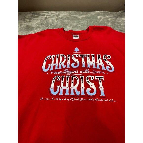 "Christmas Begins With Christ" Womens 3XL Red Sweater Christmas Holiday Tree God - Picture 7 of 8